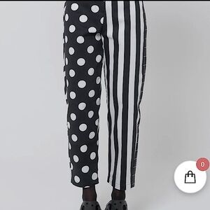 LAU Black White Patterned High Waisted Pants From Italy Designer-Made NWT